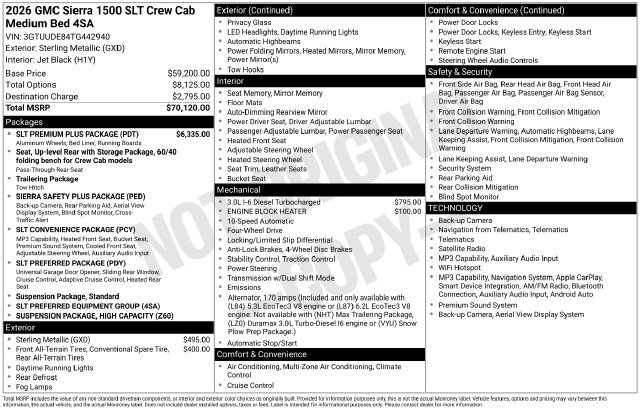 New 2026 GMC Sierra 1500 SLT w/ SLT Premium Plus Package AWD/4WD image 4