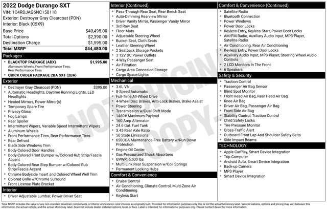 Used 2022 Dodge Durango SXT w/ Blacktop Package image 4