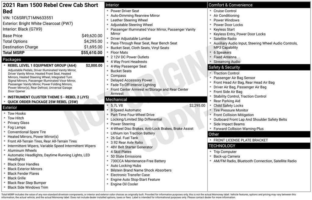 Used 2021 RAM 1500 Rebel w/ Rebel Level 1 Equipment Group AWD/4WD image 53