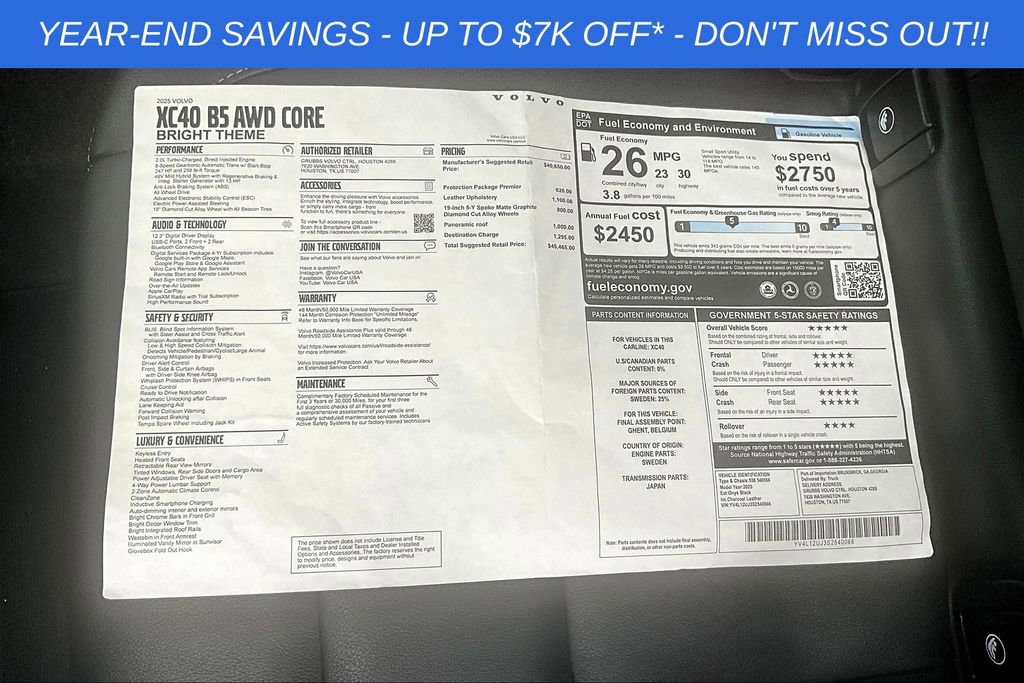 Used 2025 Volvo XC40 B5 Core w/ Protection Package Premier image 31