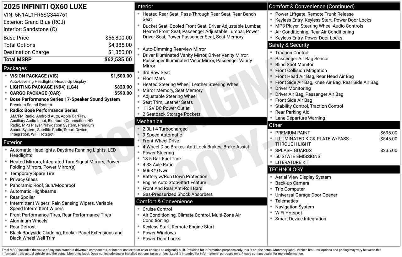 Certified 2025 INFINITI QX60 Luxe w/ Vision Package image 36