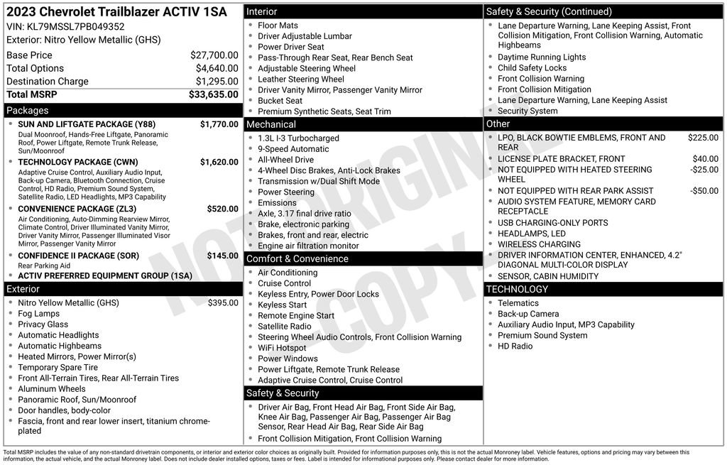 Used 2023 Chevrolet TrailBlazer ACTIV w/ Sun and Liftgate Package AWD/4WD image 12