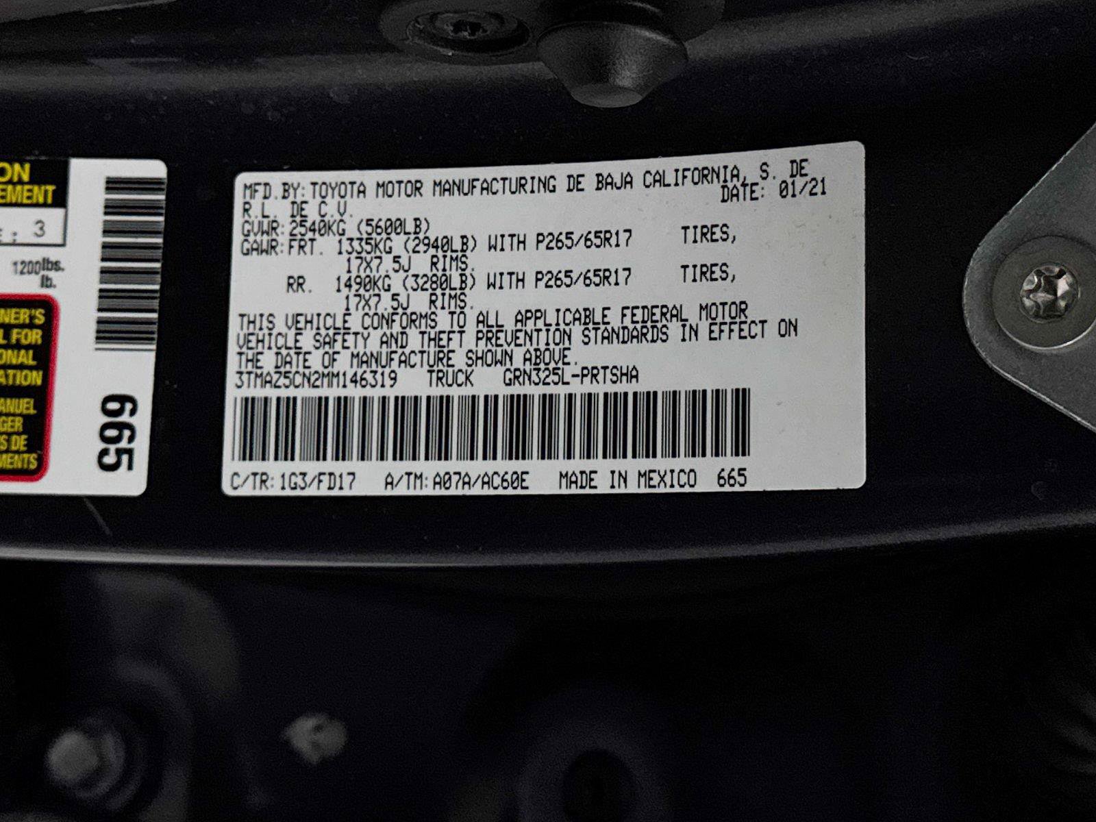 Used 2021 Toyota Tacoma TRD Sport w/ Technology Package RWD image 34