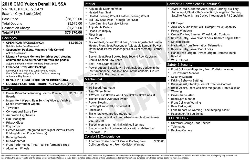 Used 2018 GMC Yukon XL Denali w/ Open Road Package RWD image 6