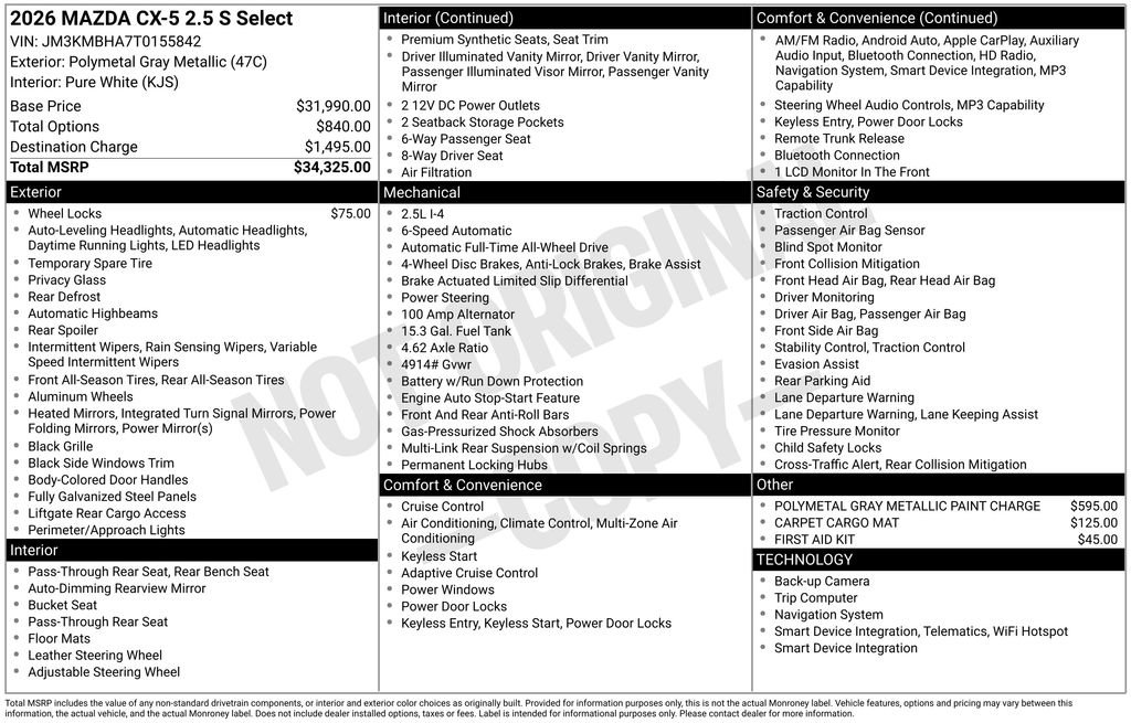 New 2026 MAZDA CX-5 Select AWD/4WD image 10