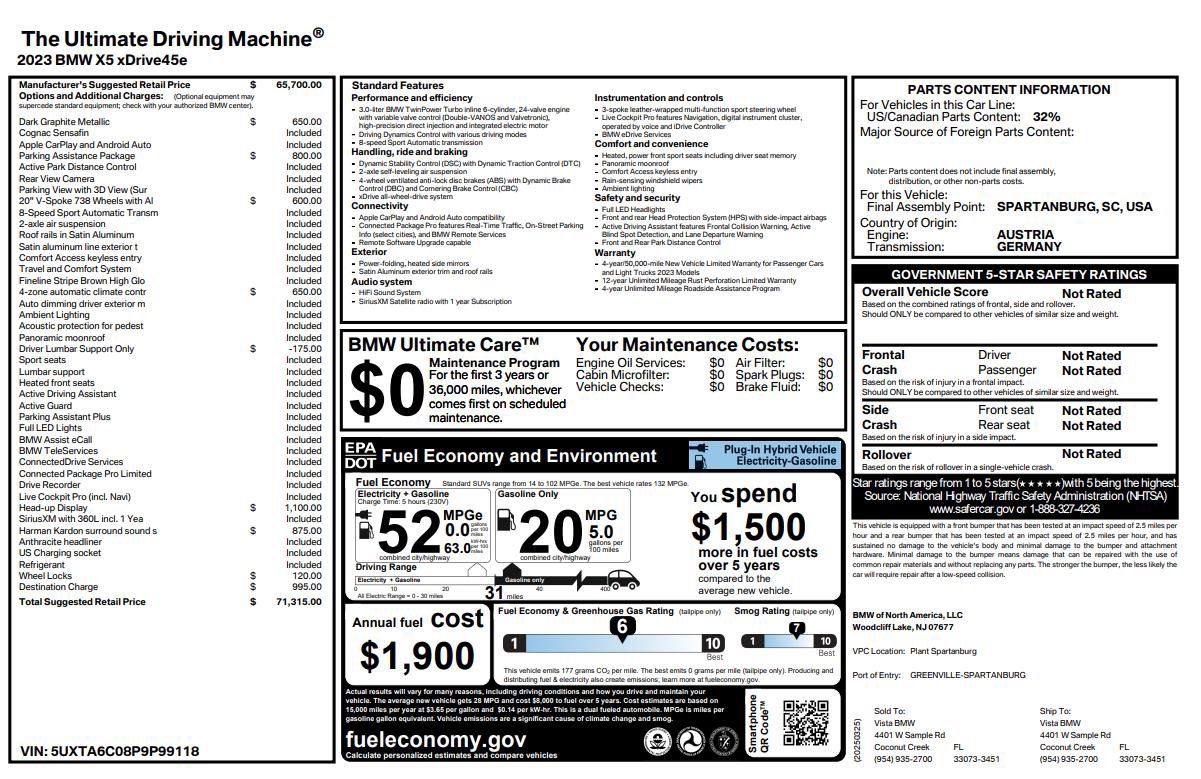 Used 2023 BMW X5 xDrive45e w/ Parking Assistance Package image 52