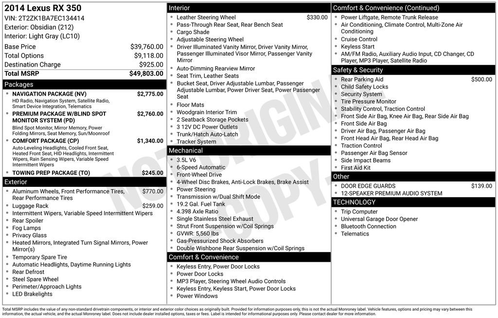 Used 2014 Lexus RX 350 FWD w/ Navigation Package image 54