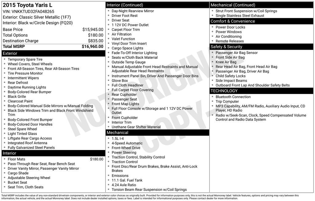 Used 2015 Toyota Yaris L image 2