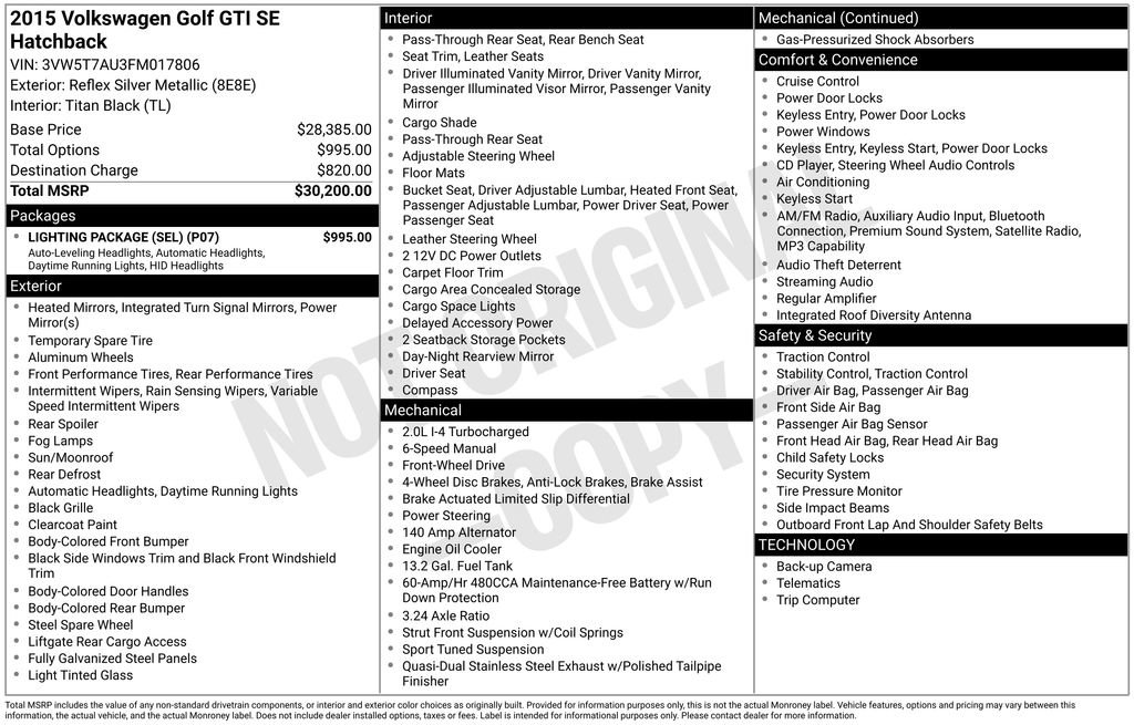 Used 2015 Volkswagen GTI SE w/ Lighting Package (SEL) image 3