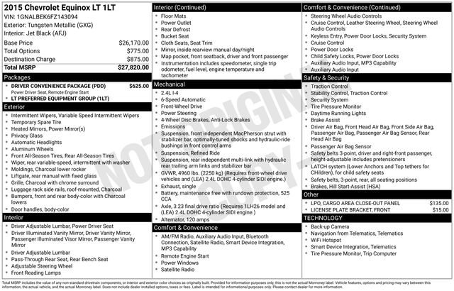 Used 2015 Chevrolet Equinox LT w/ Driver Convenience Package FWD image 27