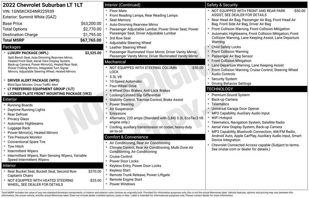 Used 2022 Chevrolet Suburban LT w/ Luxury Package AWD/4WD image 45
