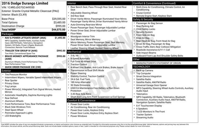 Used 2016 Dodge Durango Limited w/ Nav & Power Liftgate Group AWD/4WD image 32