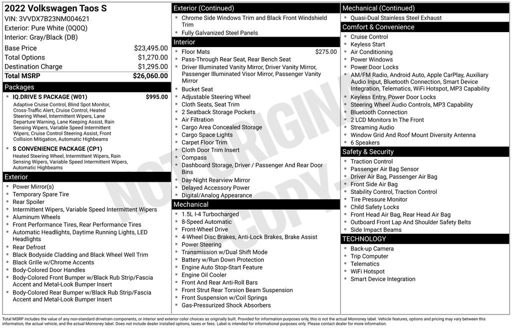Used 2022 Volkswagen Taos S w/ IQ Drive S Package image 6