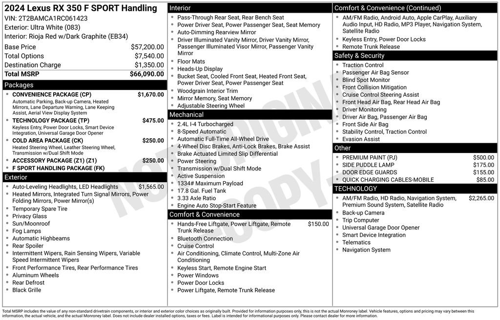 Used 2024 Lexus RX 350 F Sport w/ Convenience Package image 6
