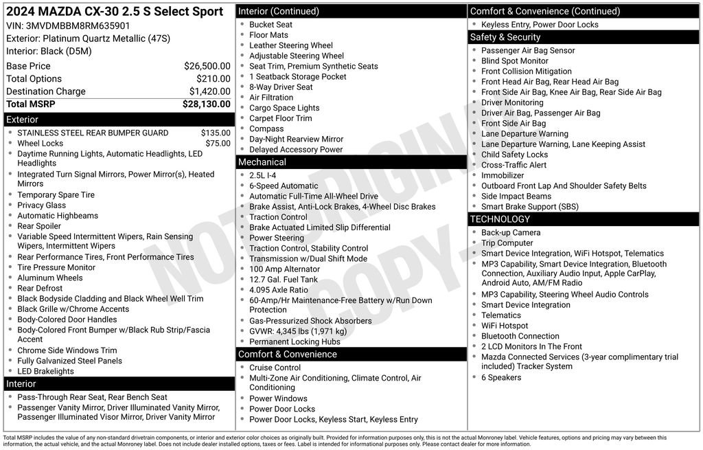Used 2024 MAZDA CX-30 AWD 2.5 S w/ Select Sport Pkg image 10