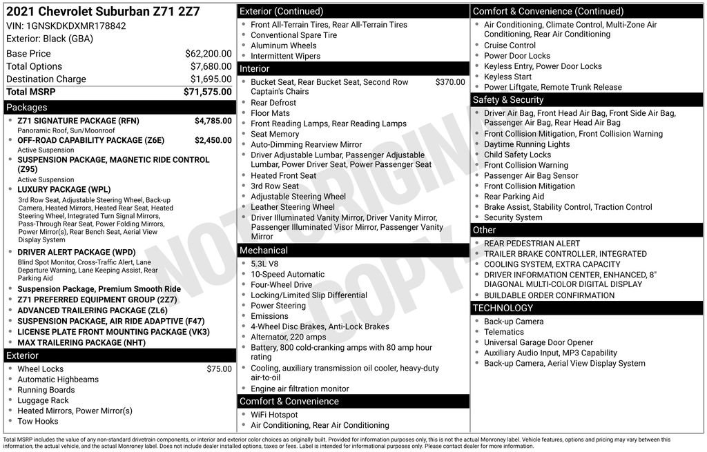 Certified 2021 Chevrolet Suburban Z71 w/ Z71 Signature Package AWD/4WD image 2