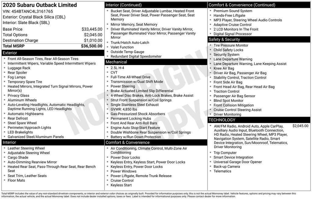 Used 2020 Subaru Outback Limited image 58
