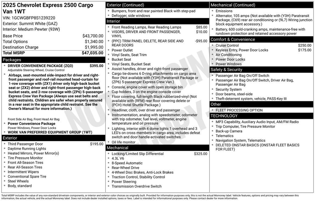 Used 2025 Chevrolet Express 2500 Extended w/ Driver Convenience Package RWD image 12