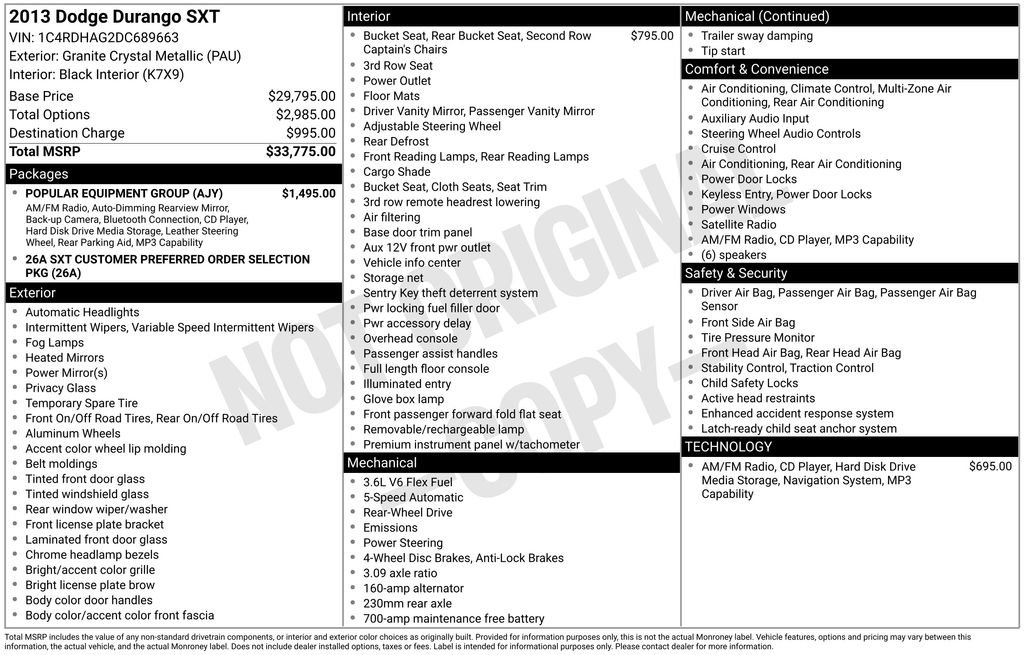 Used 2013 Dodge Durango SXT w/ Popular Equipment Group RWD image 3