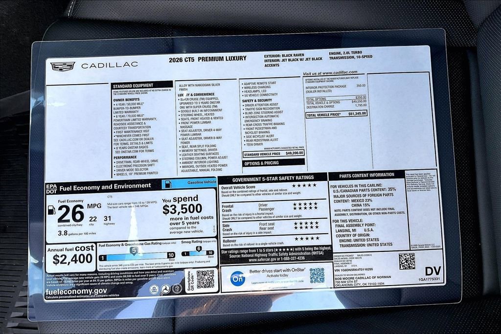 New 2026 Cadillac CT5 Premium Luxury RWD image 14