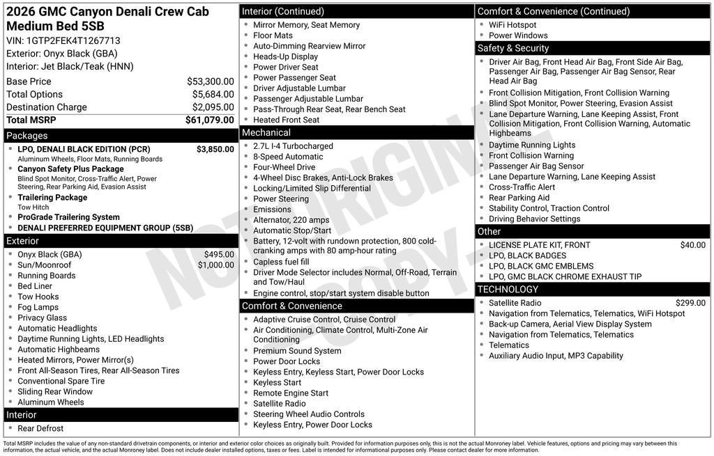 New 2026 GMC Canyon Denali w/ LPO, Denali Black Edition AWD/4WD image 45
