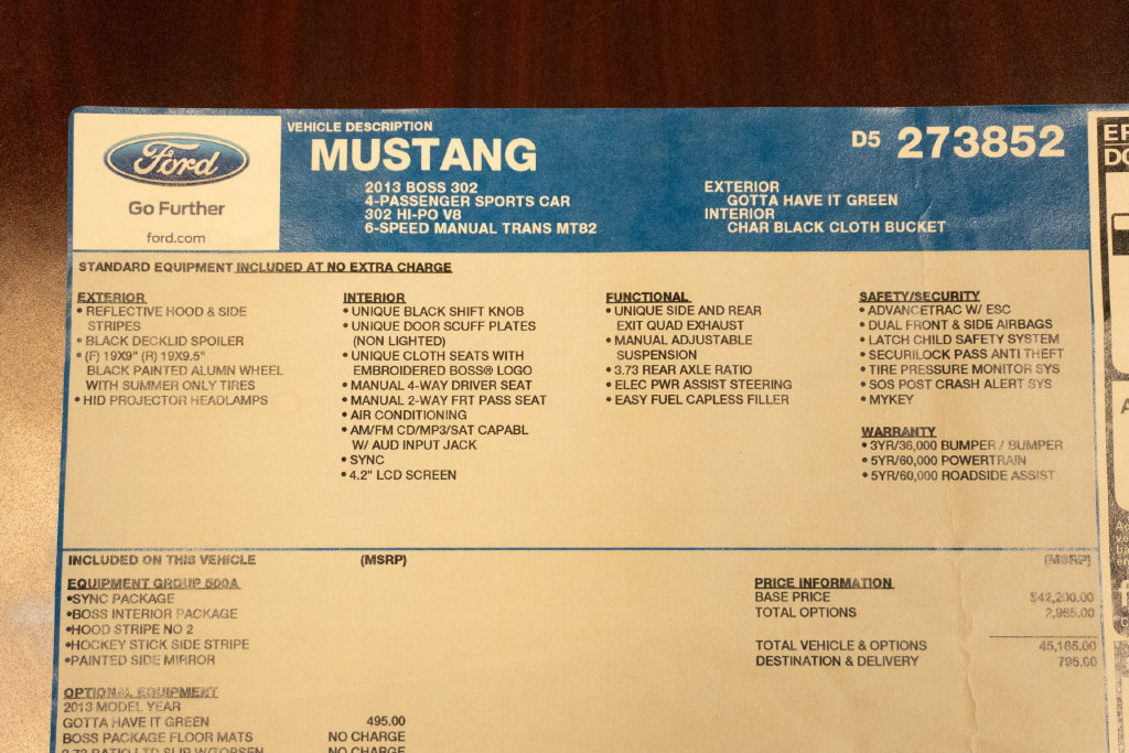 Used 2013 Ford Mustang Boss 302 w/ Boss 302 Accessory Pkg RWD image 7