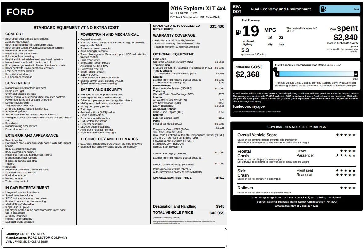 Used 2016 Ford Explorer XLT image 68