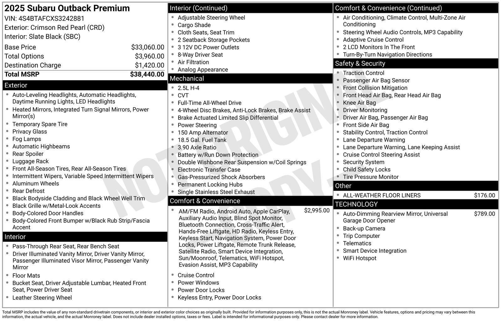 Certified 2025 Subaru Outback Premium AWD/4WD image 33