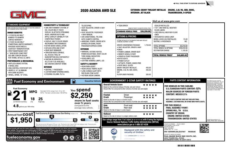 Used 2020 GMC Acadia SLE w/ Driver Convenience Package AWD/4WD image 3