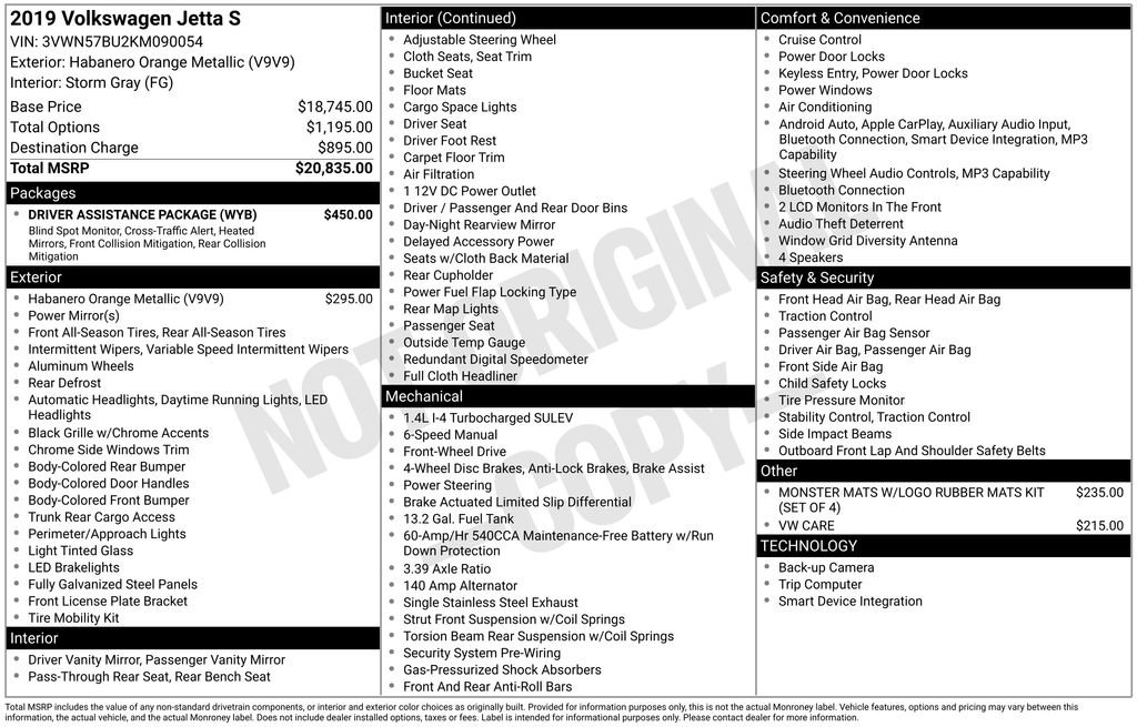 Used 2019 Volkswagen Jetta S w/ Driver Assistance Package image 14