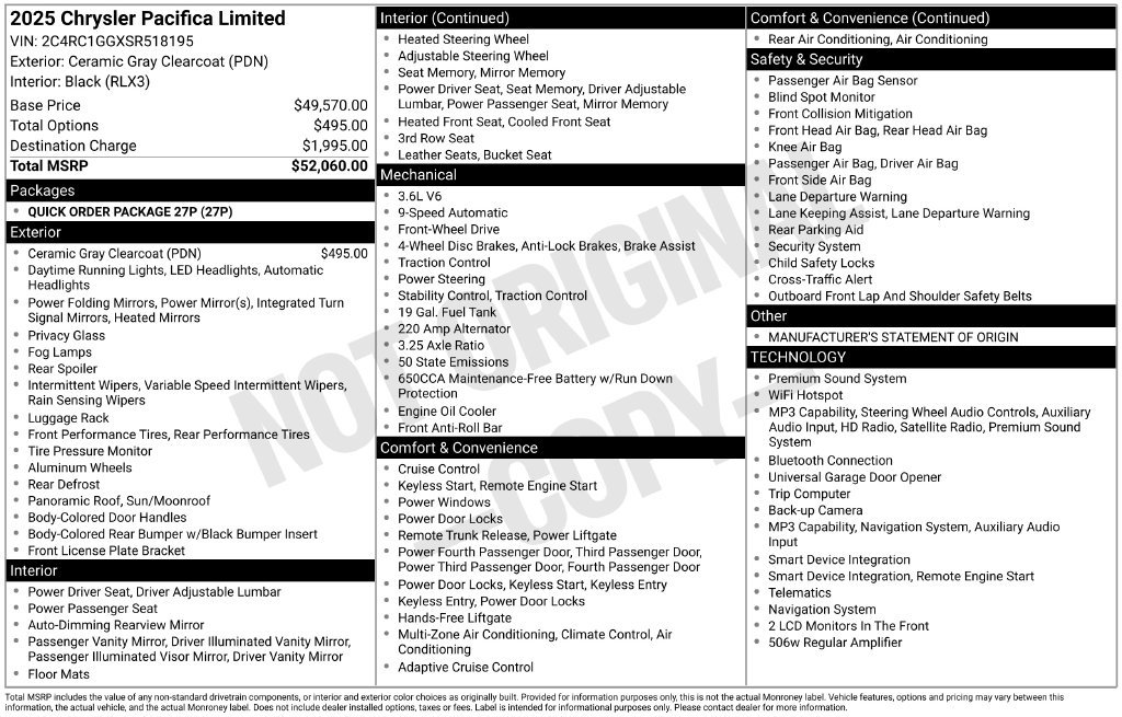 Used 2025 Chrysler Pacifica Limited FWD image 2