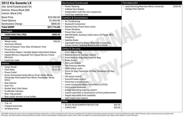 Used 2012 Kia Sorento LX w/ Third Row Pkg image 36