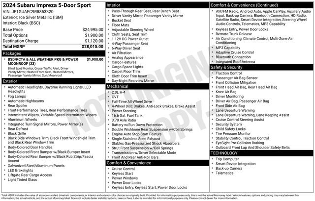Certified 2024 Subaru Impreza 2.0i Sport AWD/4WD image 7