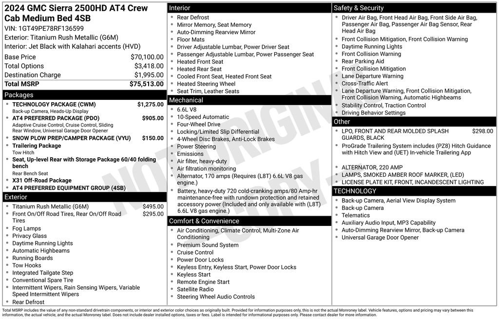Used 2024 GMC Sierra 2500 AT4 w/ Technology Package AWD/4WD image 2