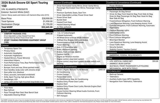 New 2026 Buick Encore GX Sport Touring w/ Comfort Package image 25