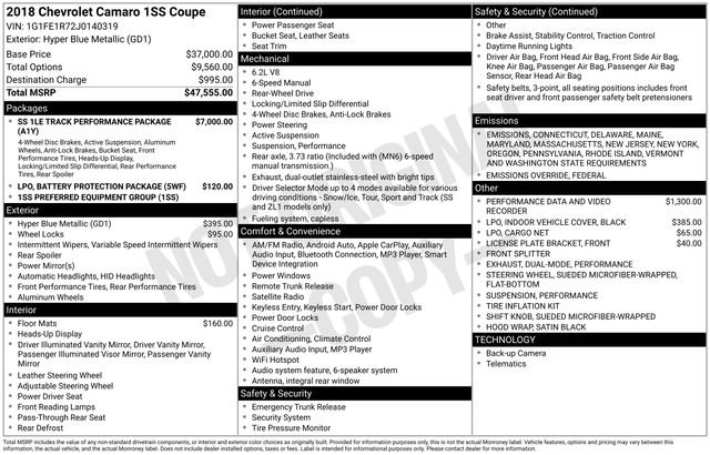 Used 2018 Chevrolet Camaro SS image 2