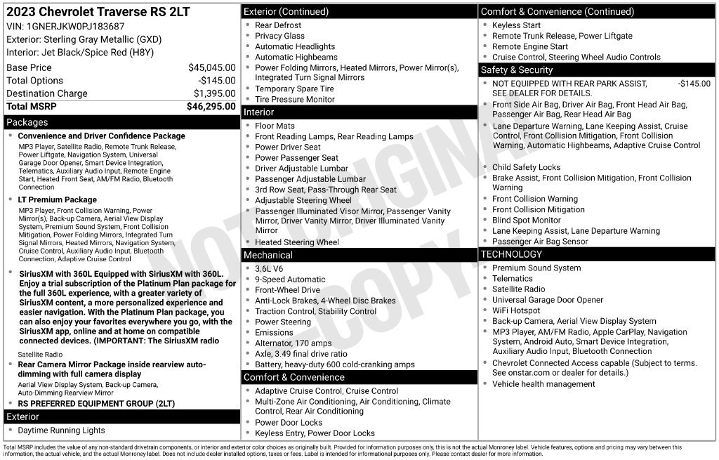 Used 2023 Chevrolet Traverse RS FWD image 45
