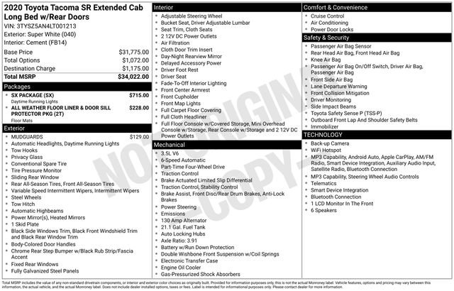 Used 2020 Toyota Tacoma SR w/ SX Package AWD/4WD image 28