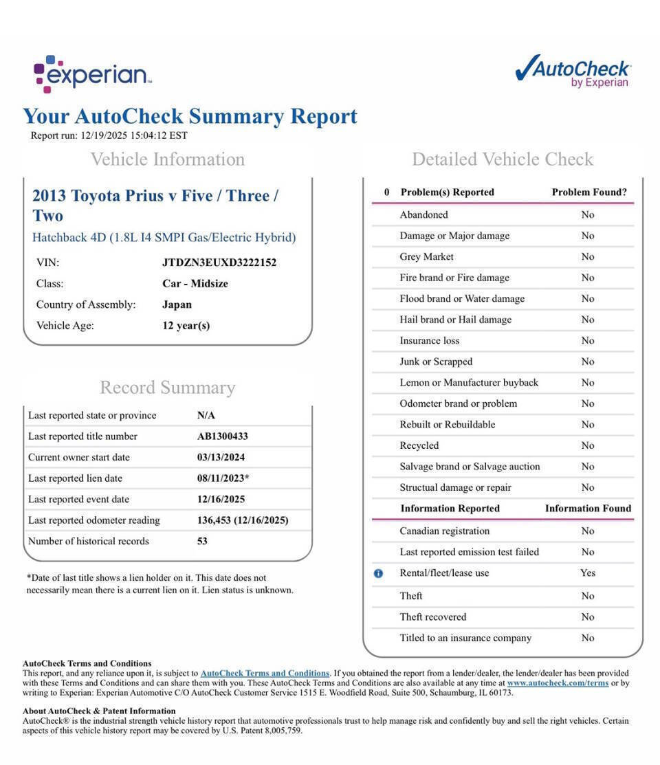Used 2013 Toyota Prius V Two image 8