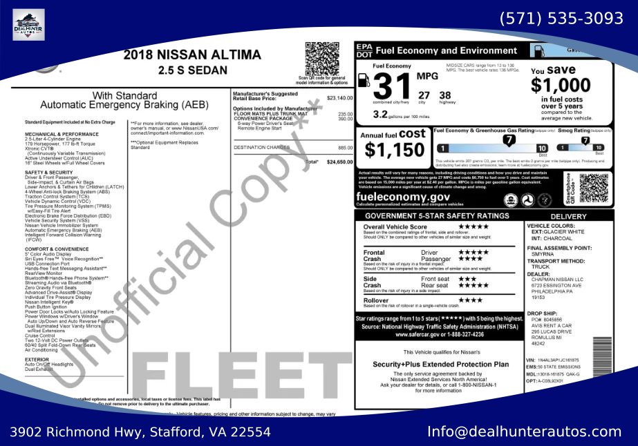 Used 2018 Nissan Altima 2.5 S w/ S Convenience Package