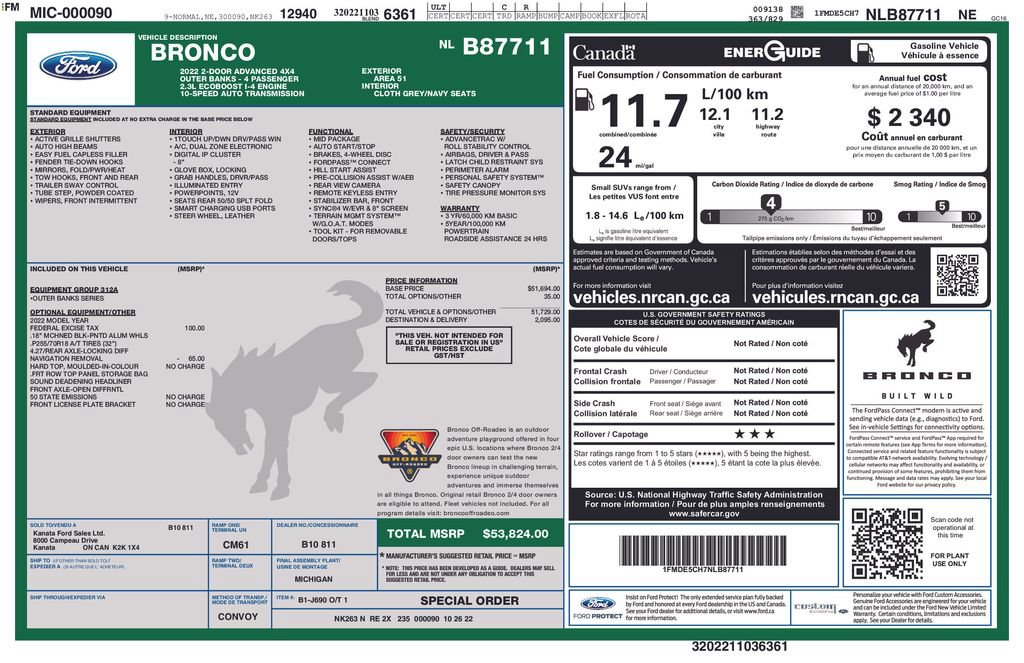 Used 2022 Ford Bronco Outer Banks AWD/4WD image 6