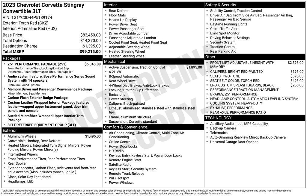 Used 2023 Chevrolet Corvette Stingray Premium Conv w/ Z51 Performance Package image 5