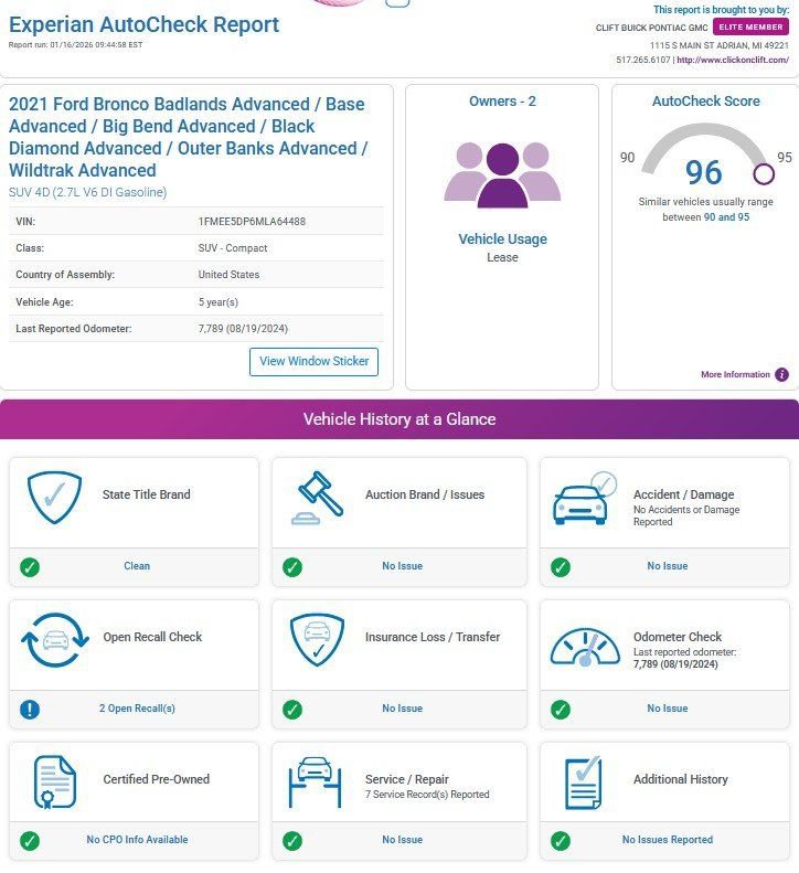 Used 2021 Ford Bronco Black Diamond w/ Sasquatch Package image 3