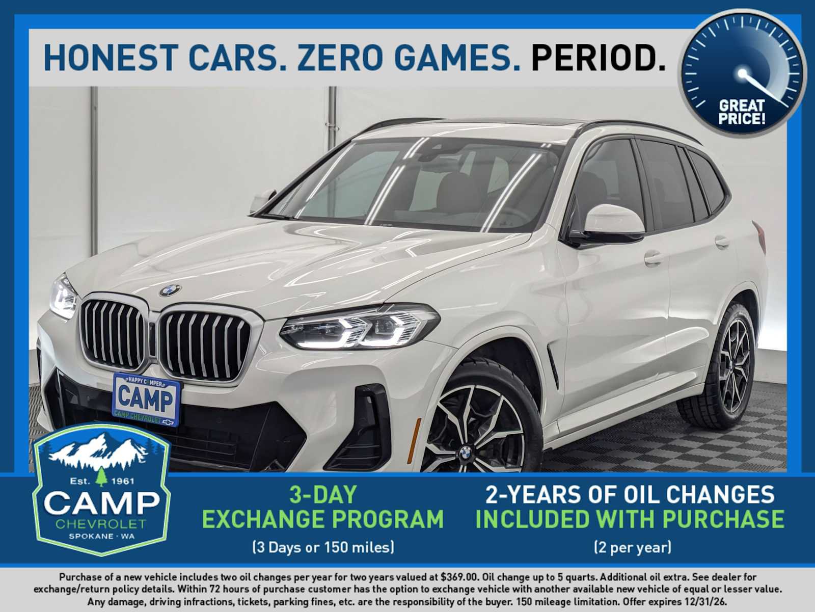 Used 2022 BMW X3 xDrive30i w/ M Sport Package 2