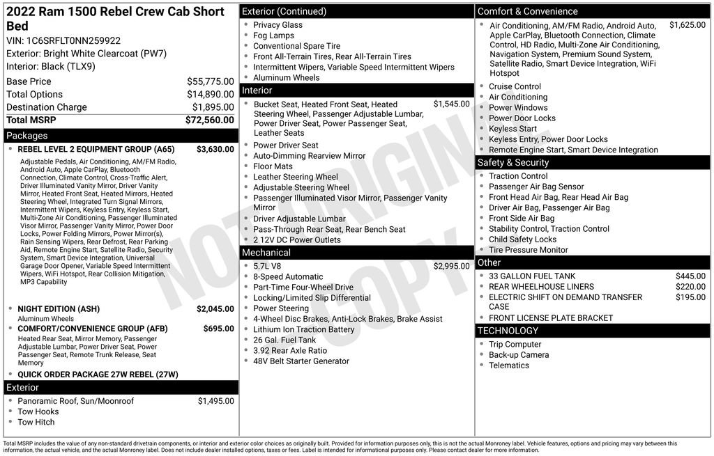 Certified 2022 RAM 1500 Rebel w/ Rebel Level 2 Equipment Group AWD/4WD image 7