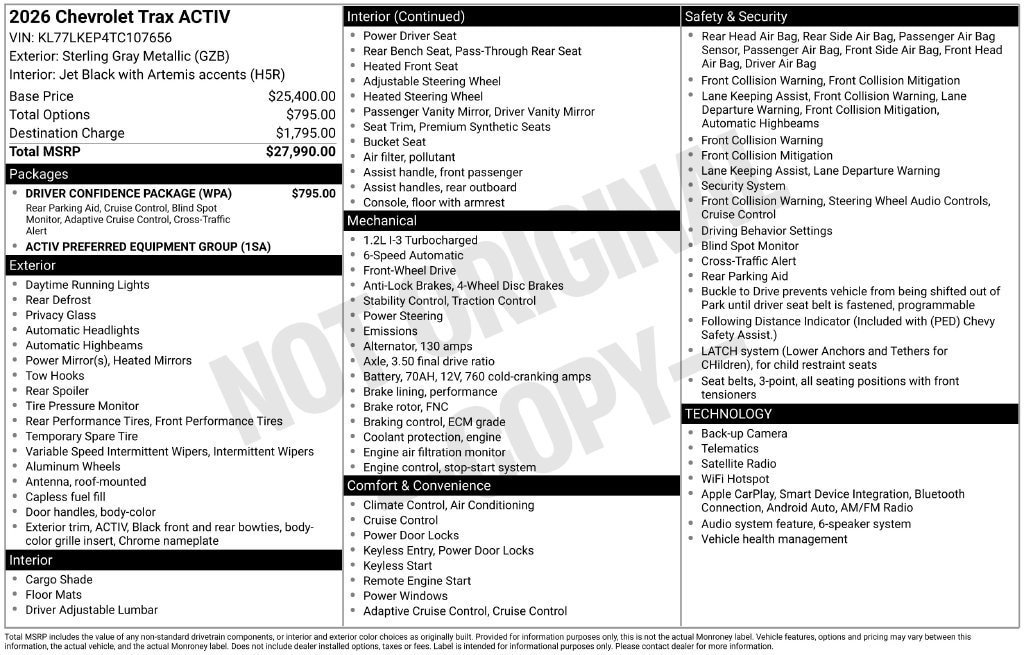 New 2026 Chevrolet Trax ACTIV w/ Driver Confidence Package FWD image 10