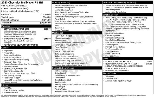 Used 2023 Chevrolet TrailBlazer RS w/ Convenience Package AWD/4WD image 6