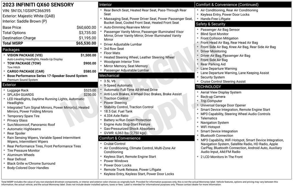 Used 2023 INFINITI QX60 Sensory w/ Vision Package AWD/4WD image 17