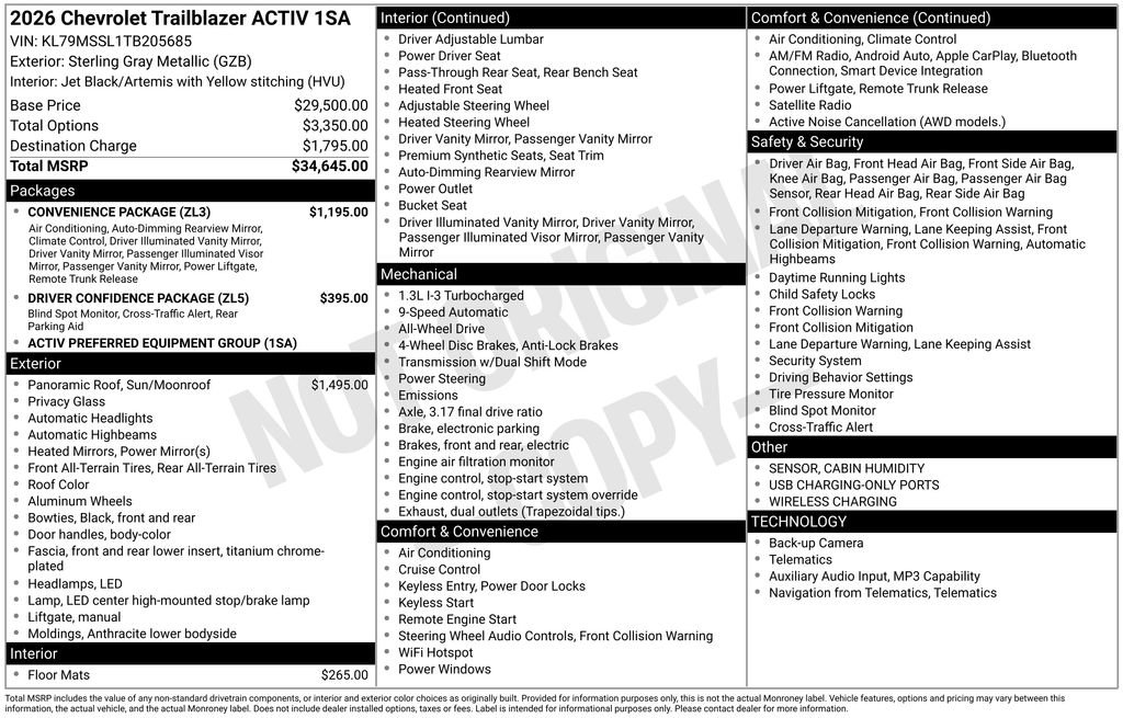 New 2026 Chevrolet TrailBlazer ACTIV w/ Convenience Package AWD/4WD image 5