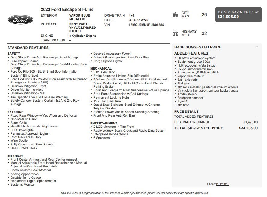 Used 2023 Ford Escape ST-Line image 33